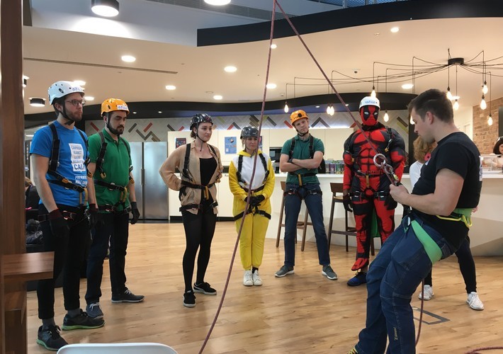 Beyond Autism abseil event at Octopus offices with volunteers