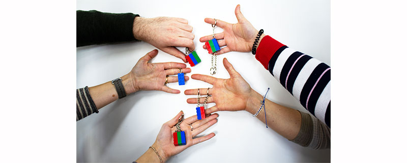 Hands with lego bricks