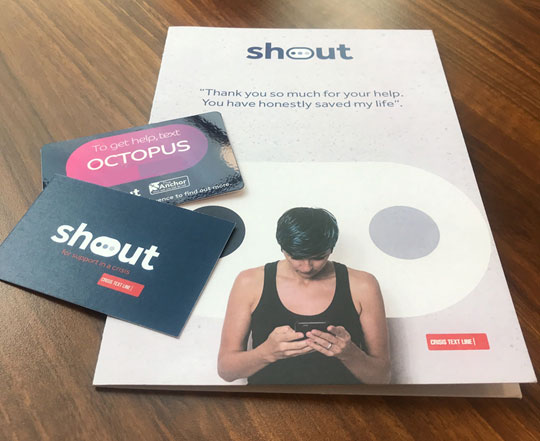 Shout poster and business card